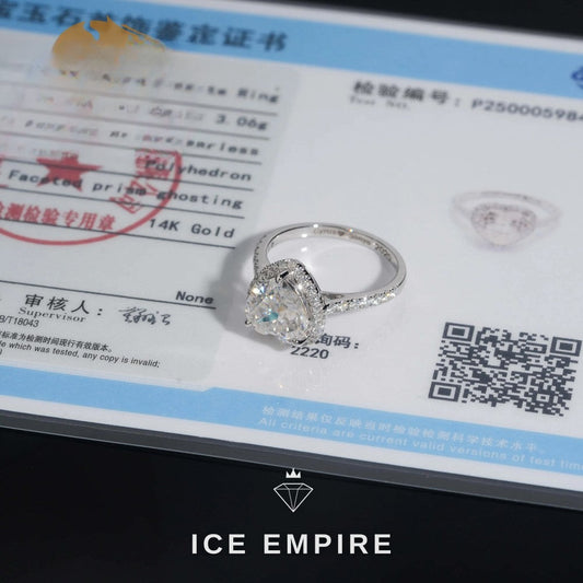 Iced Out Heart 14K Gold Moissanite Engagement Ring