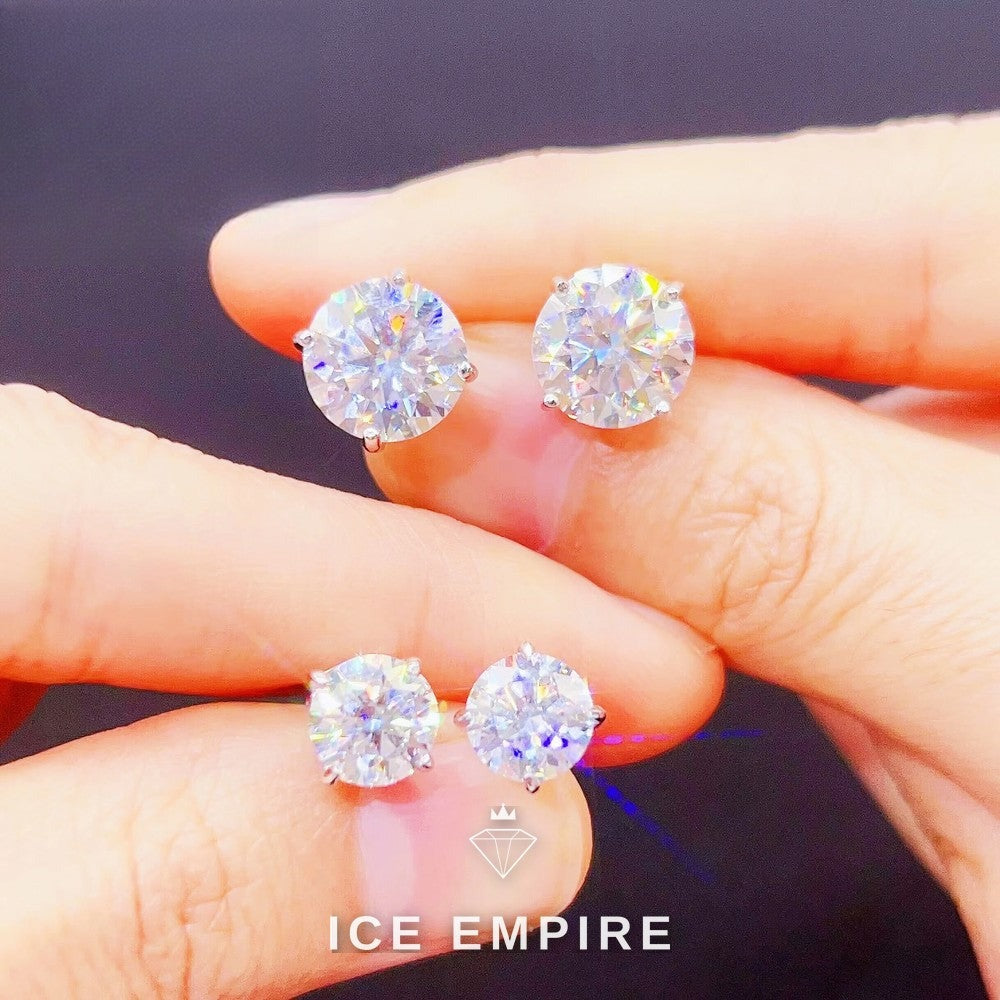 Iced Out Rose Gold Plated Moissanite Stud Earrings