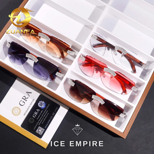 Iced Out Baguette 925 Silver Glasses