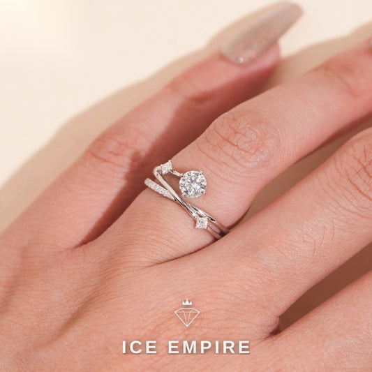 Iced Out Cluster 14K Gold Moissanite Engagement Ring