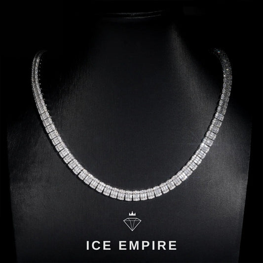 Iced Out Baguette Rose Gold Plated Moissanite Cuban Chain