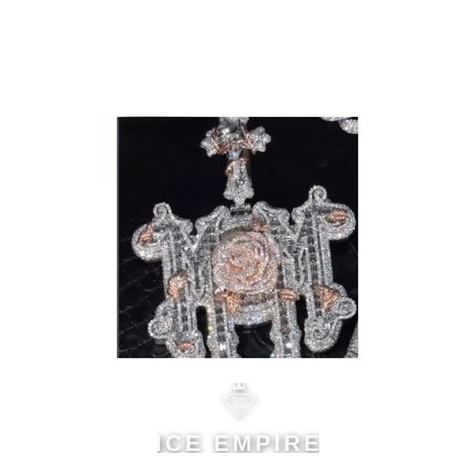 Iced Out Baguette Rose Gold Plated Moissanite Pendant