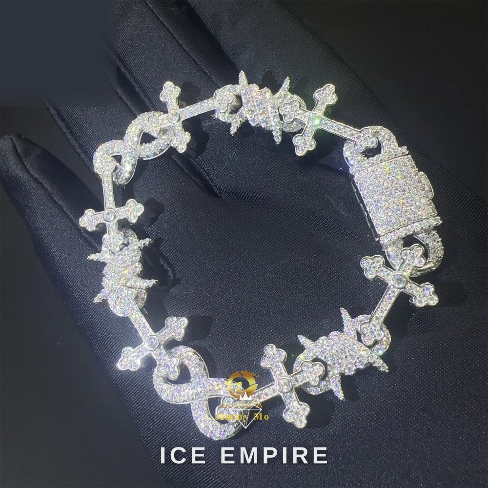 Iced Out Cross Rose Gold Plated Moissanite Cuban Chain