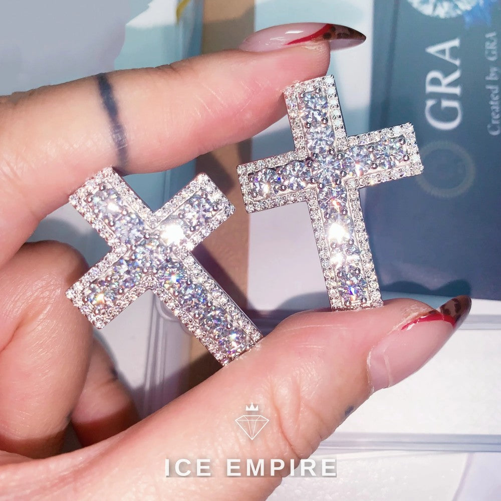 Iced Out Cross 925 Silver Moissanite Pendant