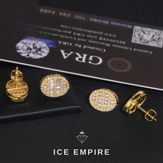 Iced Out Gold Plated Moissanite Stud Earrings