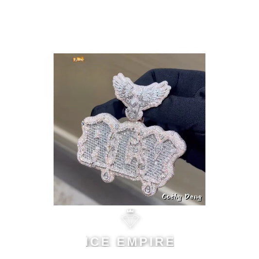 Iced Out Baguette Rose Gold Plated Moissanite Pendant