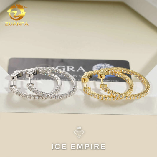 Iced Out Gold Plated Moissanite Hoop Earrings