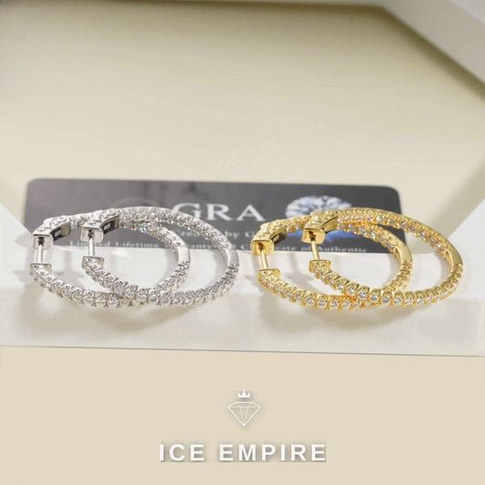 Iced Out Gold Plated Moissanite Hoop Earrings