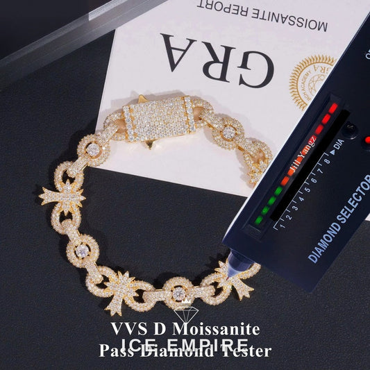Iced Out Cross 925 Silver Moissanite Cuban Chain