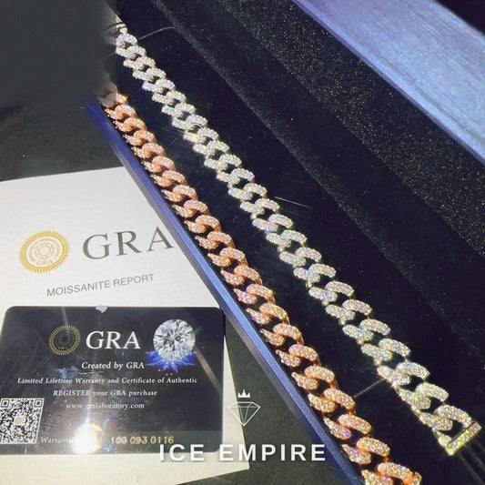 Iced Out 925 Silver Moissanite Cuban Chain