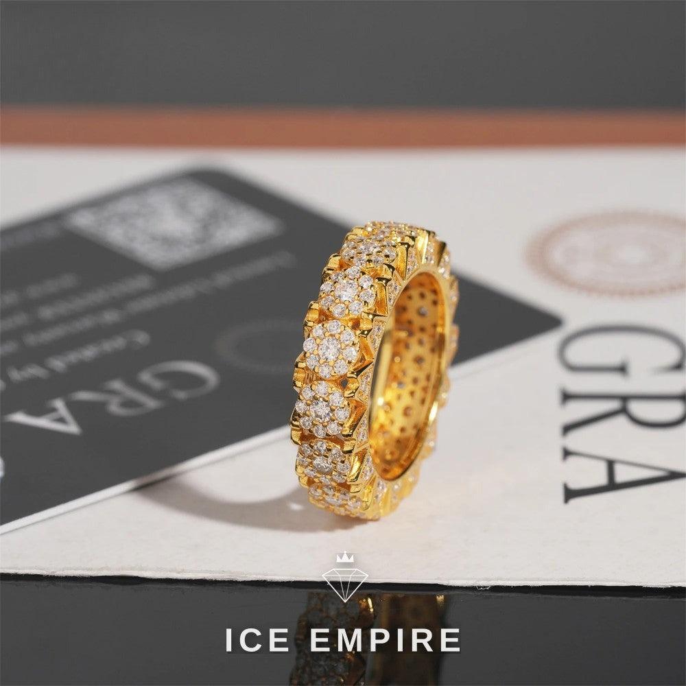 Iced Out Cluster Gold Plated Moissanite Ring