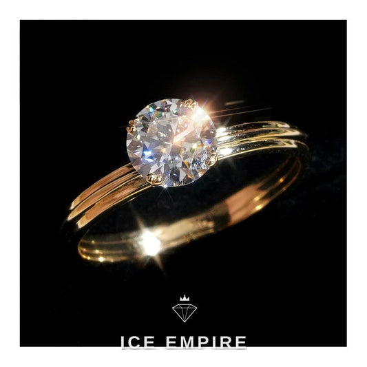 Iced Out 10K Gold Moissanite Engagement Ring