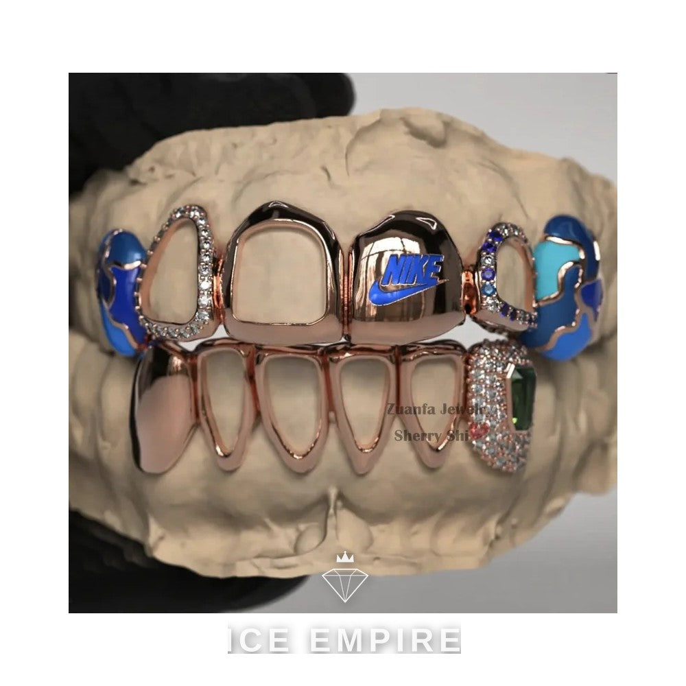 Iced Out 10K Gold Moissanite Grillz