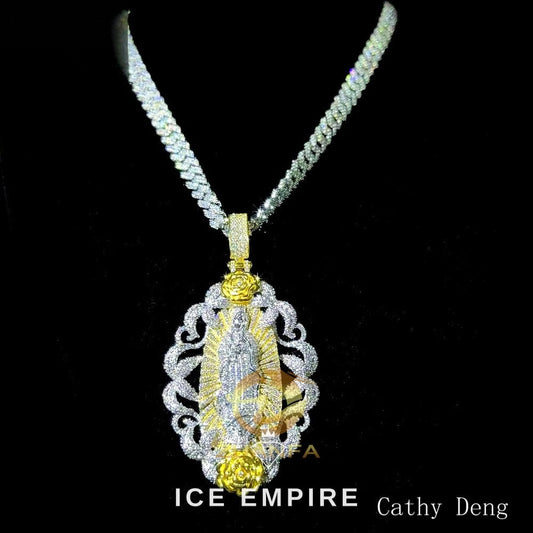 Iced Out Rose Gold Plated Moissanite Pendant