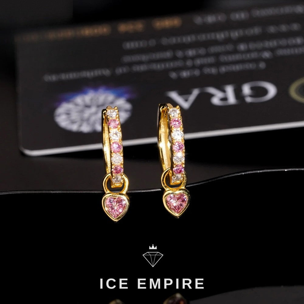 Iced Out Heart Rose Gold Plated Moissanite Hoop Earrings