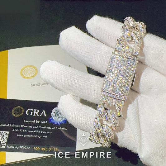 Iced Out 925 Silver Moissanite Cuban Chain