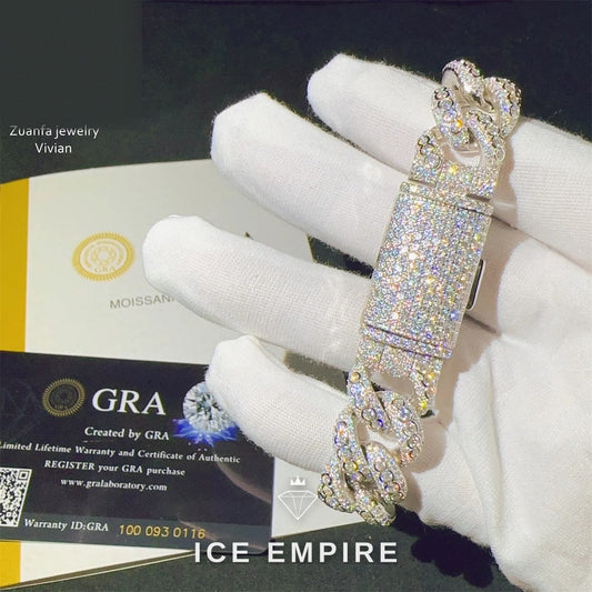 Iced Out 925 Silver Moissanite Cuban Chain