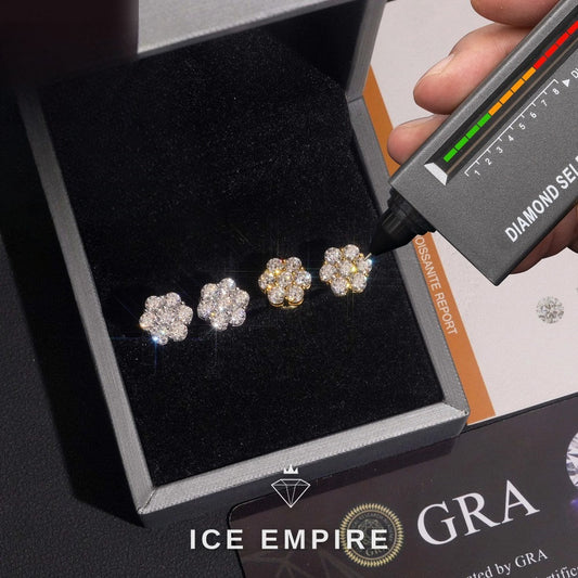 Iced Out Rose Gold Plated Moissanite Stud Earrings