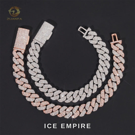 Iced Out 925 Silver Moissanite Cuban Chain