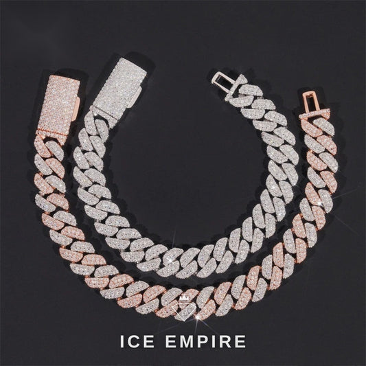 Iced Out 925 Silver Moissanite Cuban Chain