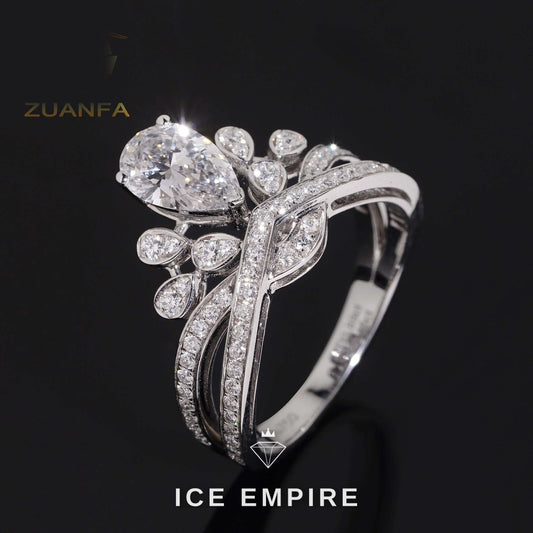 Iced Out Cluster 18K Gold Engagement Ring