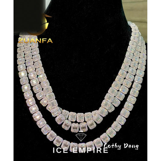 Iced Out Baguette Rose Gold Plated Moissanite Cuban Chain