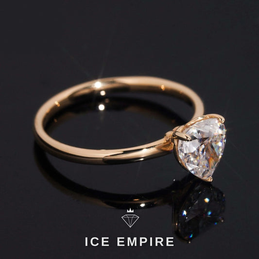 Iced Out Heart 14K Gold Moissanite Wedding Band