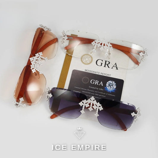 Iced Out Cross 925 Silver Moissanite Glasses