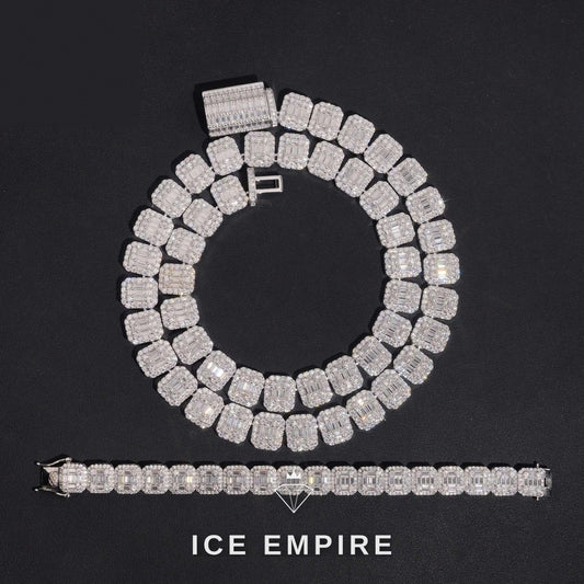 Iced Out Baguette Rose Gold Plated Moissanite Cuban Chain