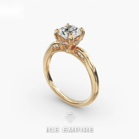 Iced Out Rose Gold Plated Moissanite Engagement Ring