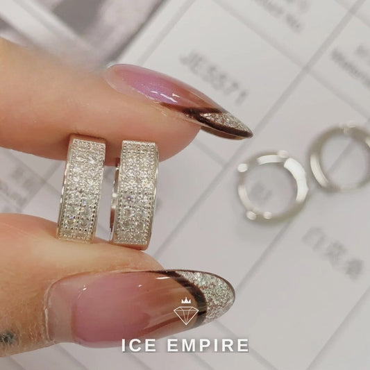 Iced Out Gold Plated Moissanite Hoop Earrings