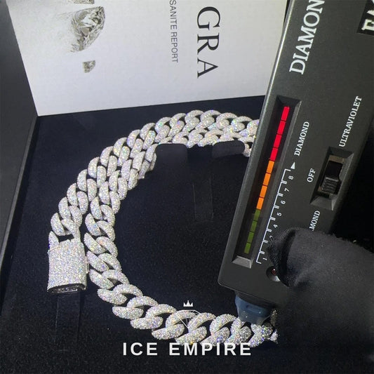 Iced Out 925 Silver Moissanite Cuban Chain