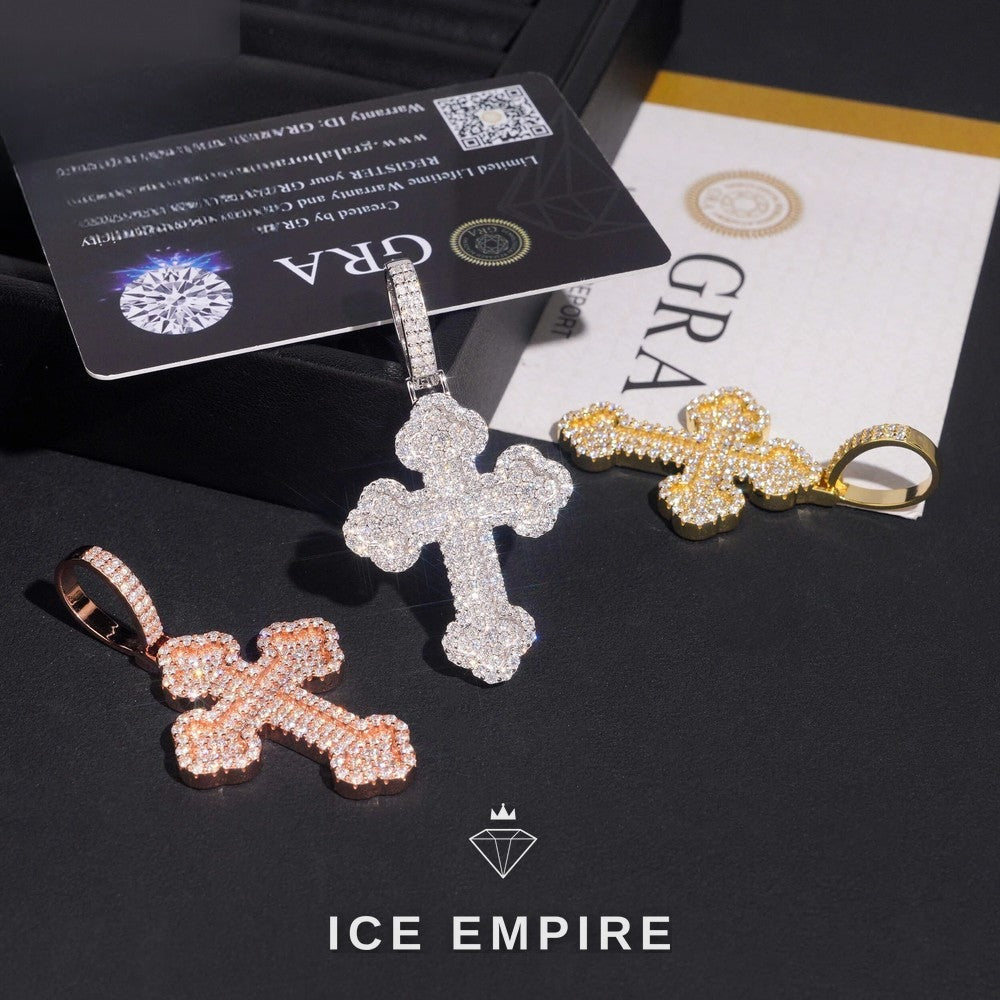 Iced Out Cross 925 Silver Pendant