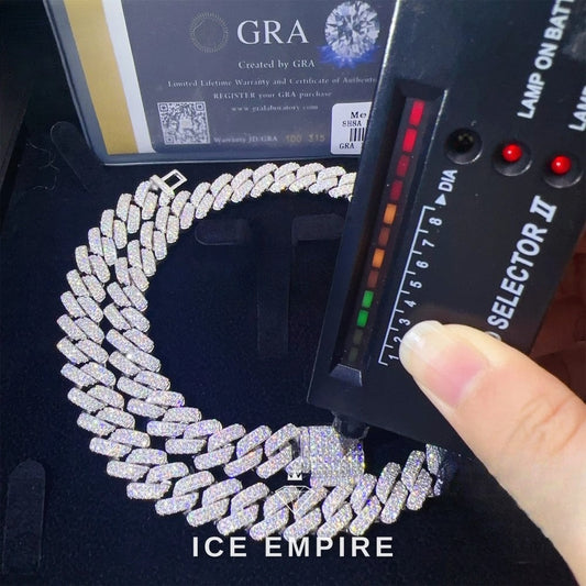 Iced Out 925 Silver Moissanite Cuban Chain