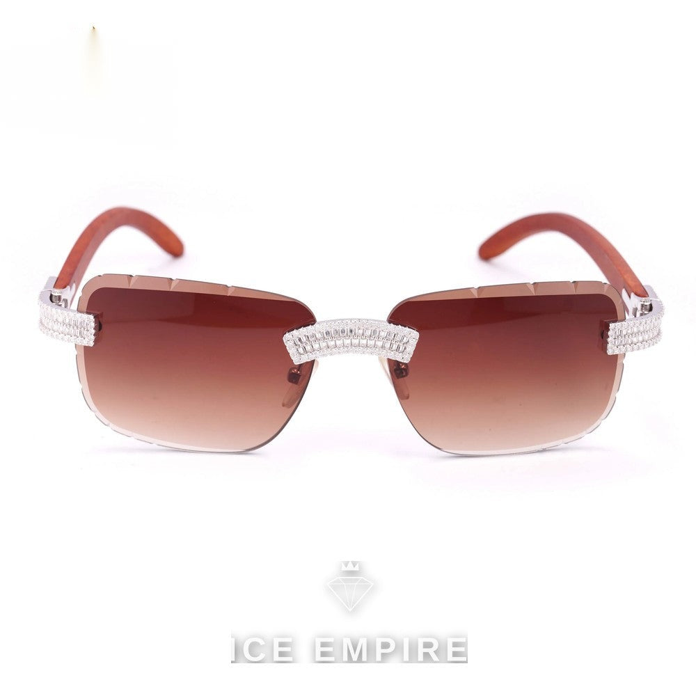 Iced Out Baguette 925 Silver Glasses
