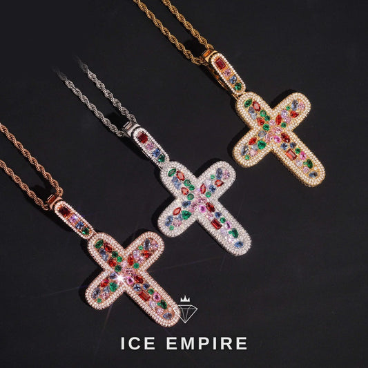 Iced Out Cross Rose Gold Plated Pendant