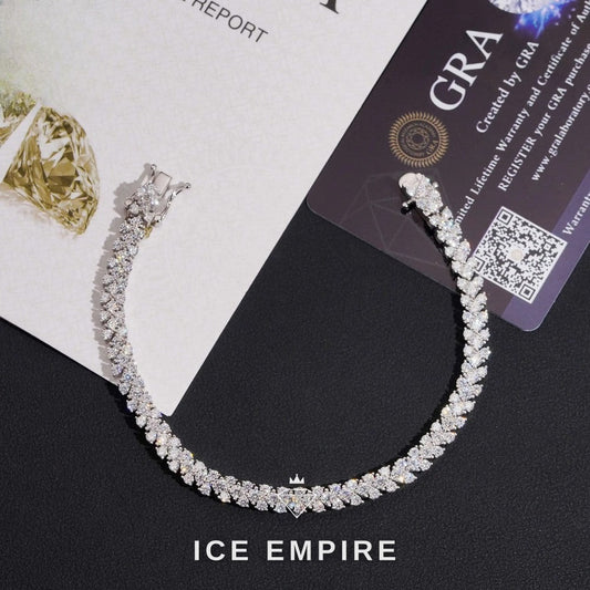 Iced Out Cluster 925 Silver Moissanite Tennis Bracelet