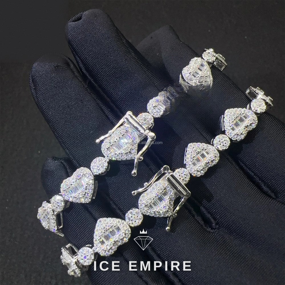 Iced Out Heart Gold Plated Moissanite Tennis Chain