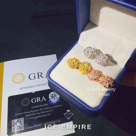Iced Out 925 Silver Moissanite Earrings