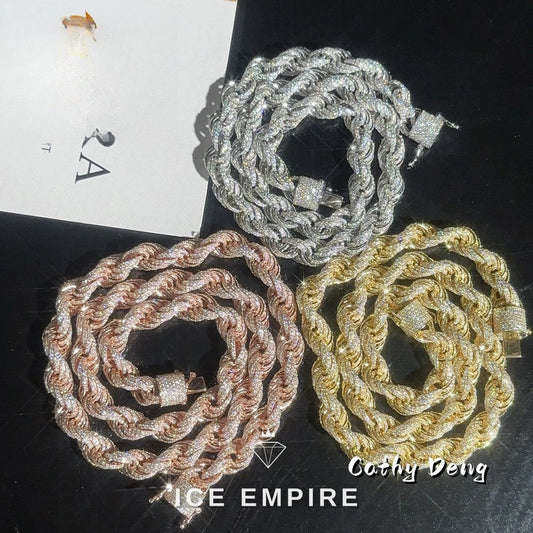 Iced Out Rose Gold Plated Moissanite Cuban Chain