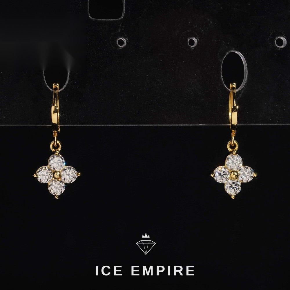 Iced Out 925 Silver Moissanite Hoop Earrings