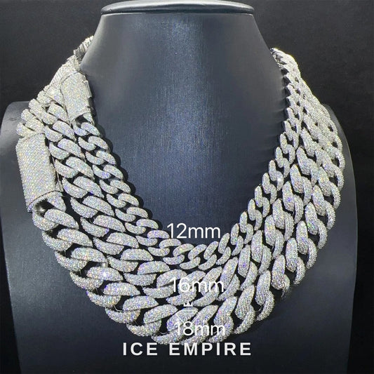 Iced Out 925 Silver Moissanite Cuban Chain