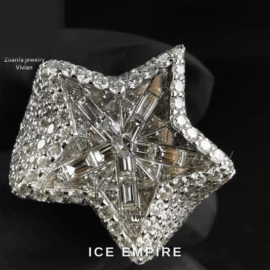 Iced Out 925 Silver Moissanite Ring