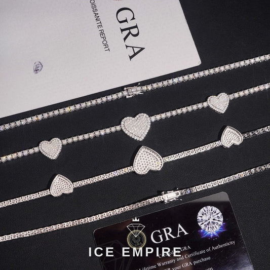 Iced Out Heart Rose Gold Plated Moissanite Cuban Chain