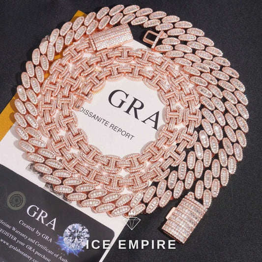Iced Out Rose Gold Plated Moissanite Cuban Chain