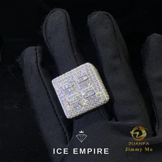 Iced Out 925 Silver Moissanite Ring