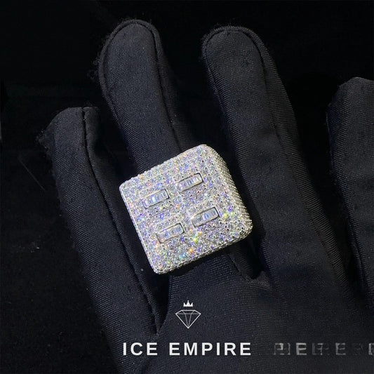 Iced Out 925 Silver Moissanite Ring