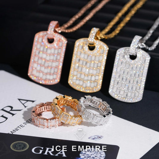 Iced Out Baguette 925 Silver Moissanite Pendant