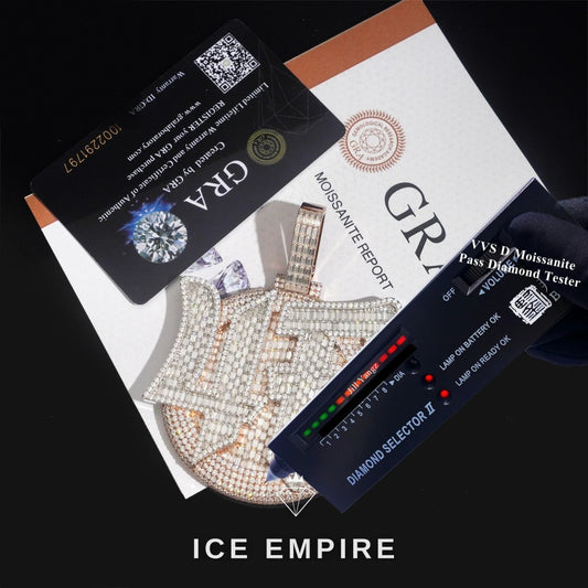 Iced Out Baguette 925 Silver Pendant