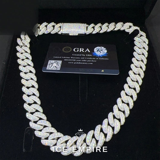 Iced Out 925 Silver Moissanite Cuban Chain
